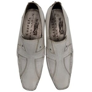 Mark Nason Lounge Loafers Mens 8.5 Off White Leather Skull Cross U Rock 71756